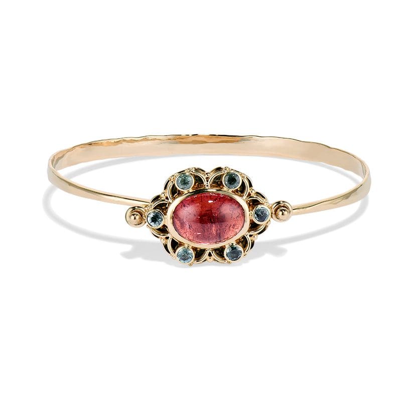 pink and green tourmaline spin bracelet